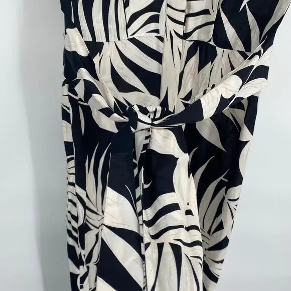 MNG Jumpsuit Woman's XS Palm Leaf Resortwear Vacation Cruise Coastal Waist Tie - Picture 6 of 10